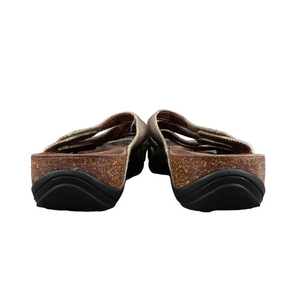 Dansko Shoes Womens 40 Sandals Janie Slip On Metallic Leather Adjustable Straps - Picture 4 of 16